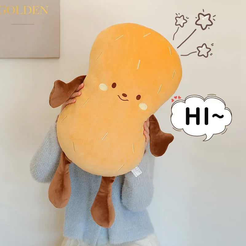 Adorable Cartoon Smile Peanut Plush Throw Pillow Soft Comfy Sleeping Pillow Back Pillow For Chair Creative Home Decor Nice Gift