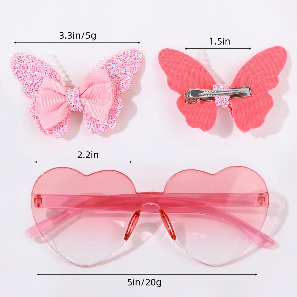 fashion peaches sunglasses hair clip set delicate butterfly hair bangs hairpin kids lovely headwear gift sets