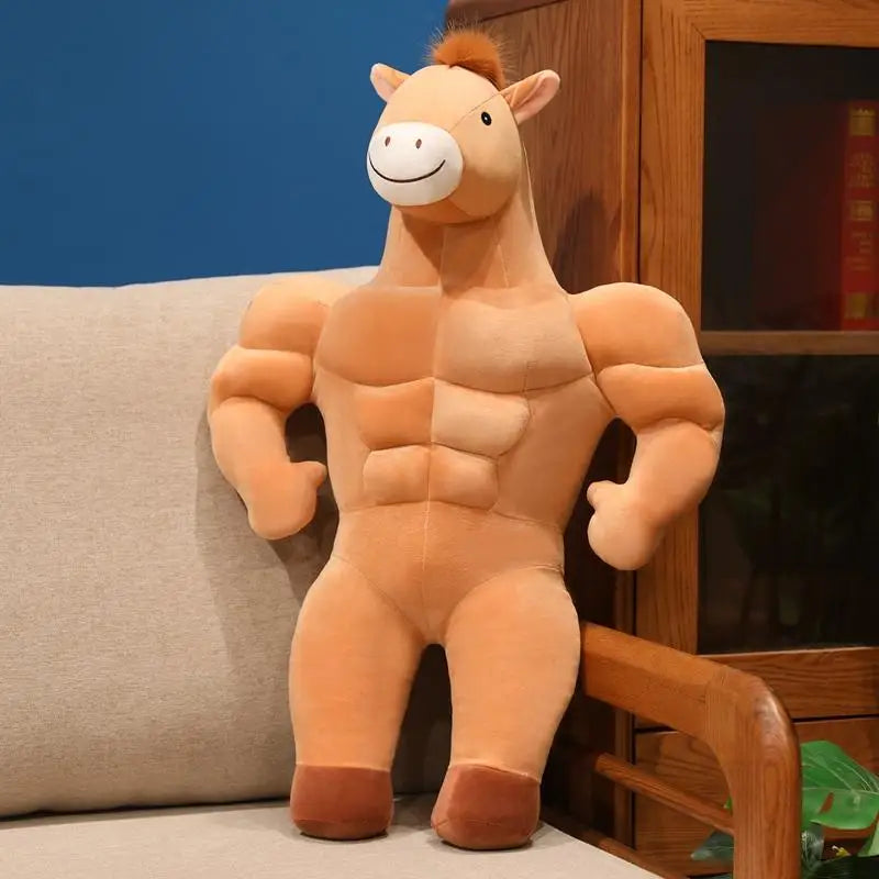 Nice Creative And Quirky Strong Muscular Abdominal Muscle Plush Toy Horse Doll Cute Cartoon Anime Doll Decoration Christma Gift