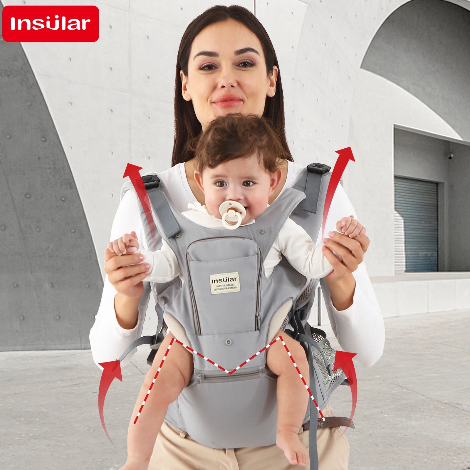 INSULAR 3 In 1 Baby Carrier Multi-functional Child Waist Stool Breathable Waist Stool With Hip Seat Front Hold Portable 0-2Y
