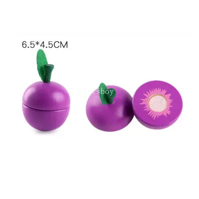 Wooden Fruit Cutting Educational Toy For Children Kitchen Playset With Peelable Fruit 1Pcs
