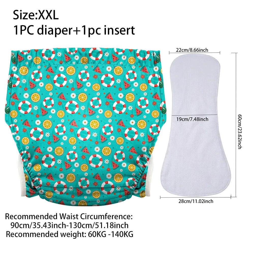 Ice Silk Adult Cloth Diaper Pants Waterproof Reusable Diapers Nappy Pads Anti Leak Breathable