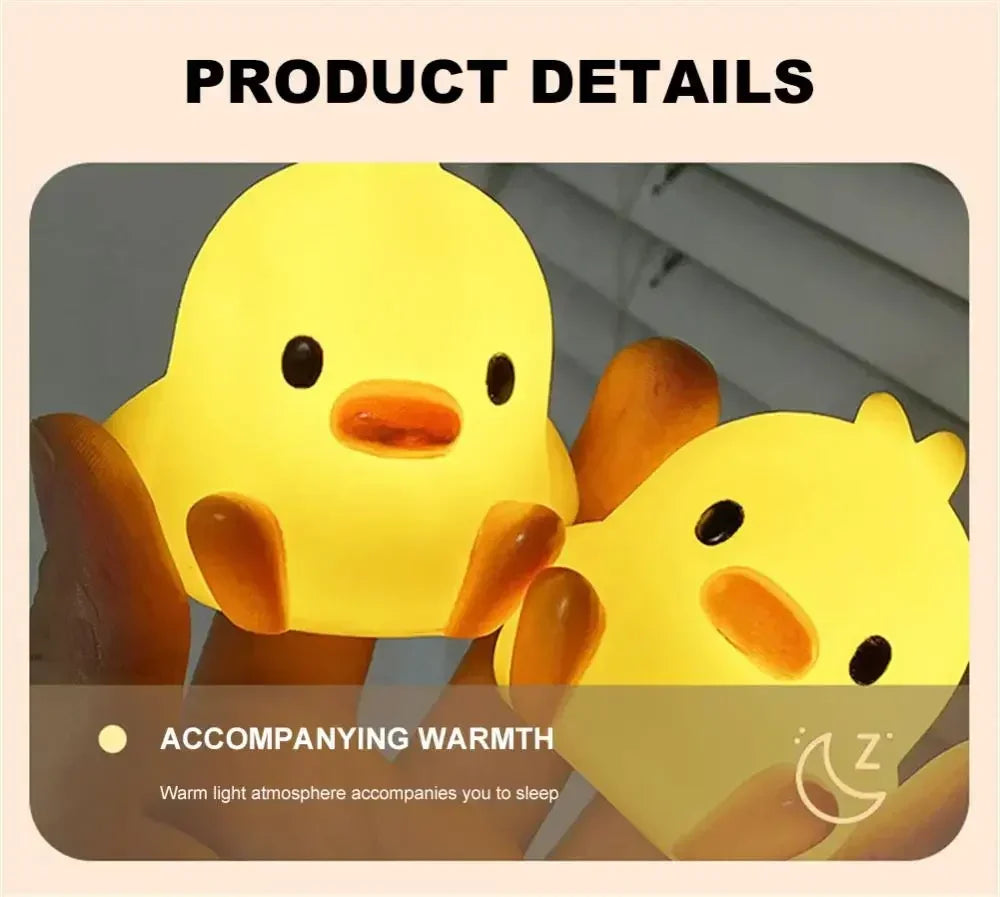 Cartoon Little Yellow Duck Night Light Built-in Battery Night Light No Harm Eyes Children Sleeping Lamp Bedroom Decor Light