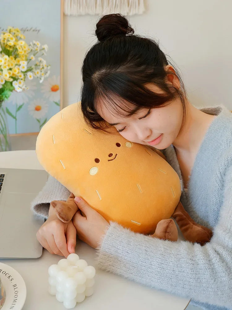 Adorable Cartoon Smile Peanut Plush Throw Pillow Soft Comfy Sleeping Pillow Back Pillow For Chair Creative Home Decor Nice Gift