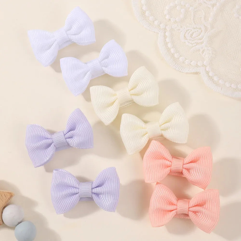 BABY BOWS 20/24/30Pcs Rainbow 1.5'Mini Bowbots Fabric Hair Clips for Girls Colorful Headwear Kid Non Harmful To Hair Accessories