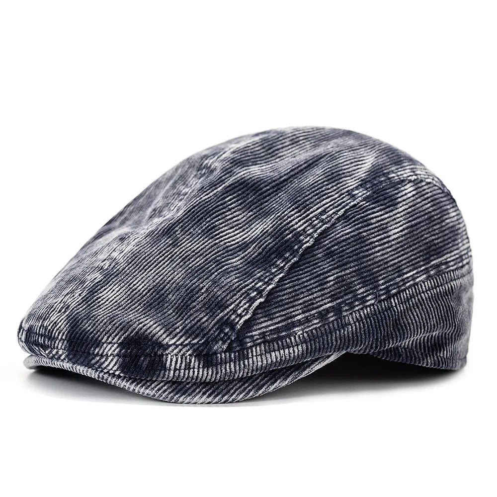 American Retro Tie-Dye Reversible Corduroy Duckbill Cap Womens Fashion Hat With Washed Fabric