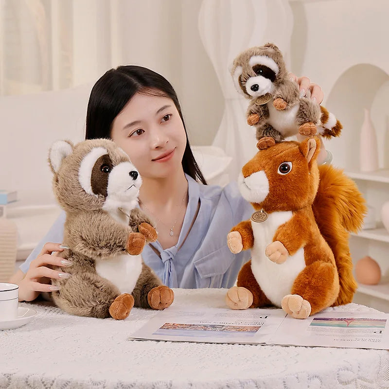 Cute Simulation Squirrel Raccoon Plush Toys Stuffed Soft Animal Dolls For Children Girls Baby Birthday Christmas Gifts
