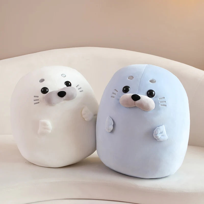 New Adorbale Furry Plush Seal Plush Toy Stuffed Down Cotton Fat Round Animal Sea Lion Doll Sleep Pillow Cushion Kawaii Gifts