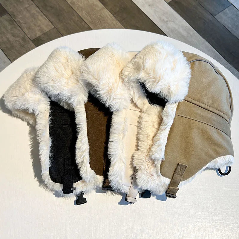 Ushanka Men's and Women's Winter Thickened Velvet Padded  Warm Artifact Earflaps Cap Northeast Pullover Cold Protection Hat
