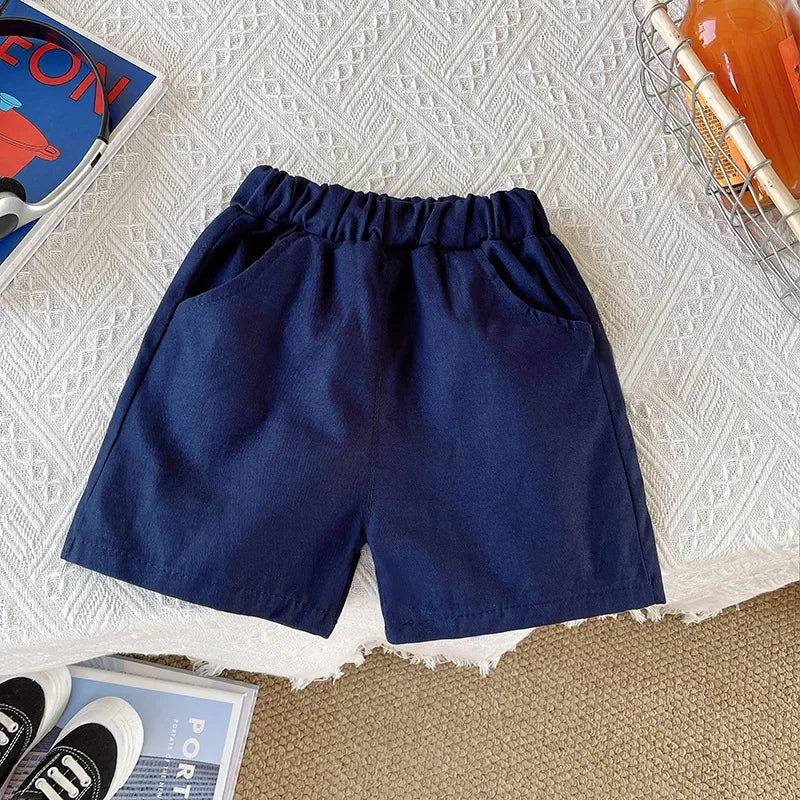 ‌New Boys Cotton Striped Shorts Set 2-Piece Summer Outfit Fashion Short Sleeve Casual Playwear Stylish Kids Clothing‌