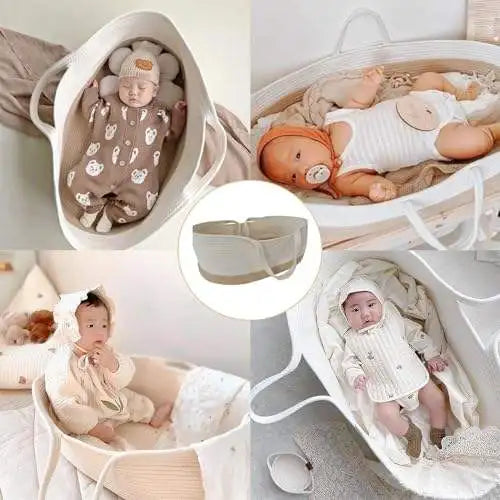 Newborn Infant Cradle Portable Outdoor Cotton Rope Woven Baby Sleeping Clothing Storage Nursery Storage Basket Toddler Nest Bed