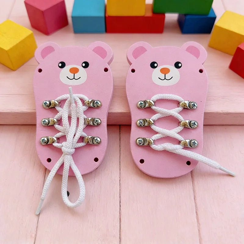 Diy Montessori Busy Board Wooden Educational Toy Mb-Str-Car Strawberry Car Tie Shoelaces Early Learning Gift