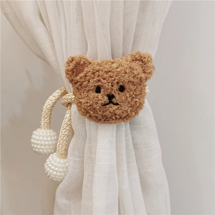 Ins Style Korean Style Plush Bear Curtain Tie Rope With Pearl Buckle Model 1 for Mosquito Net