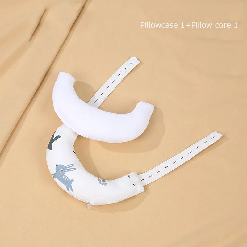 Baby Pillow Newborn Soft Breathable Crescent-shaped Pillows Cartoon Print Neck Correction Pillow for Baby Infant 1-3 Years