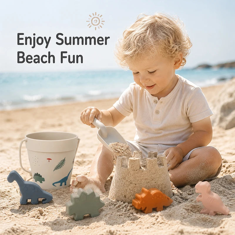 6pcs/Set Beach Toys Eco-Friendly, BPA-Free, Food-Grade Silicone - Fun Summer Outdoor Toys for Kids with Bucket & 4 Color Sand