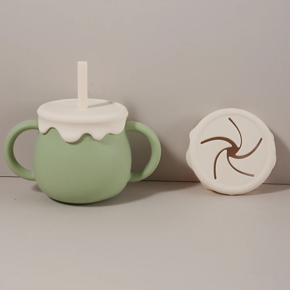 Personalized 280ml  Baby Cup- 3 in 1 Silicone Snack Cup, Sippy Cup, Leak Proof, Ice Cream Shape, Custom Name