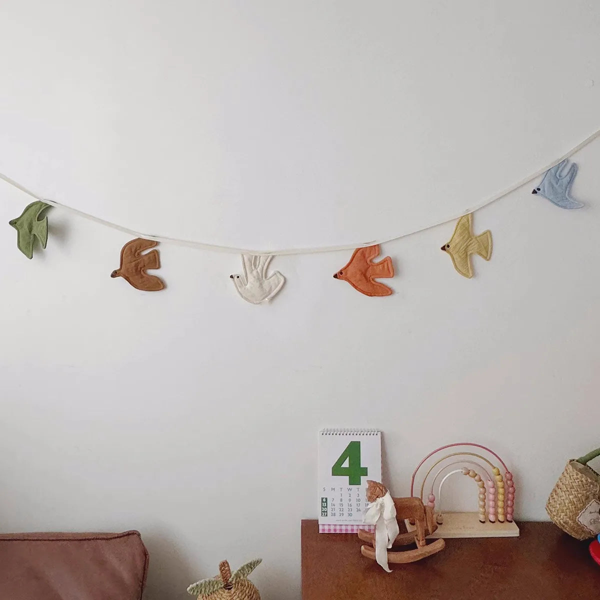 Nordic Fabric Bird Hanging Ornaments - Colorful Wall Decor.