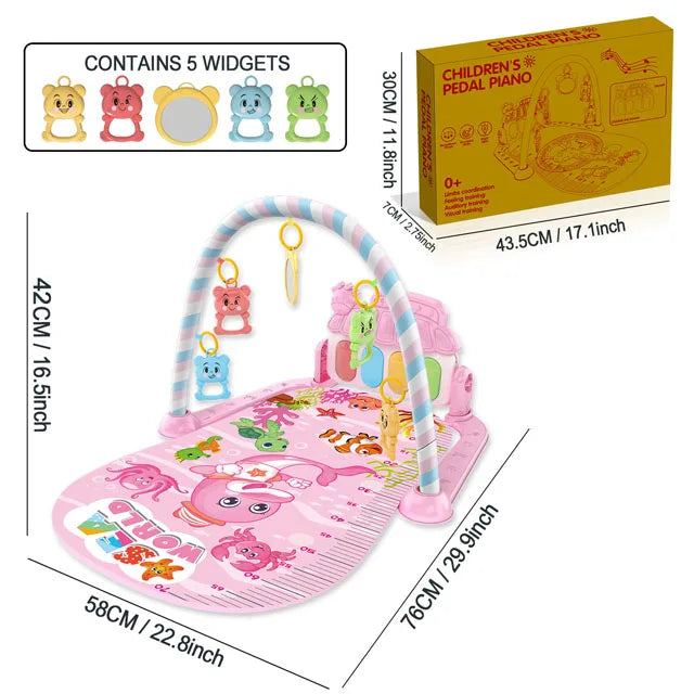Baby Music Activity Gym Rug Play Mat For Newborns With Adjustable Piano Keyboard And Lights