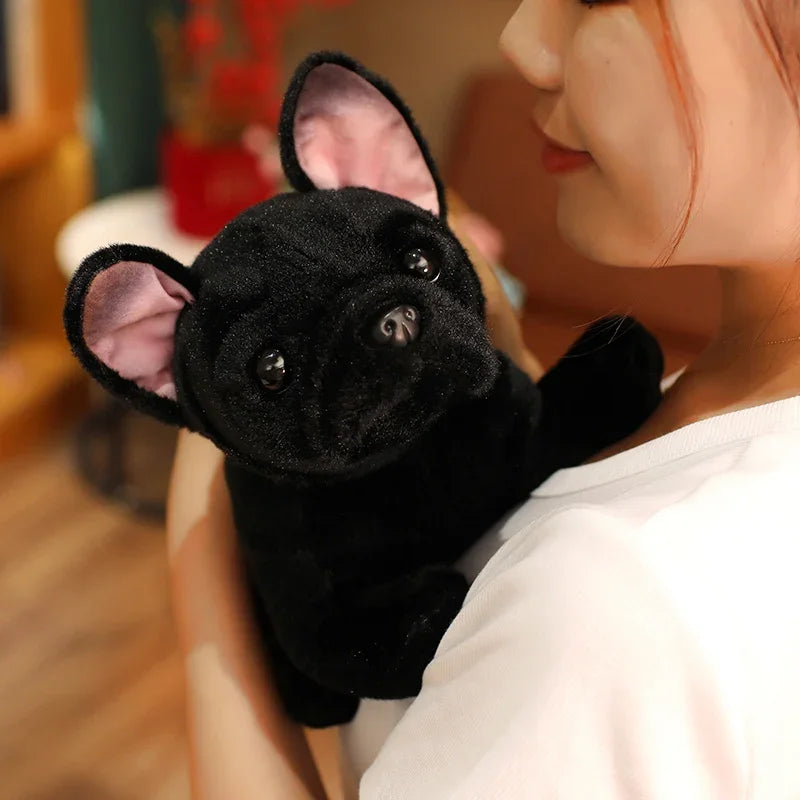 Hot 28cm Bulldog Plush Toy Realistic Stuffed Animals Black Grey Bulldog Plush Lifelike Pet Dog Soft Doll Gift