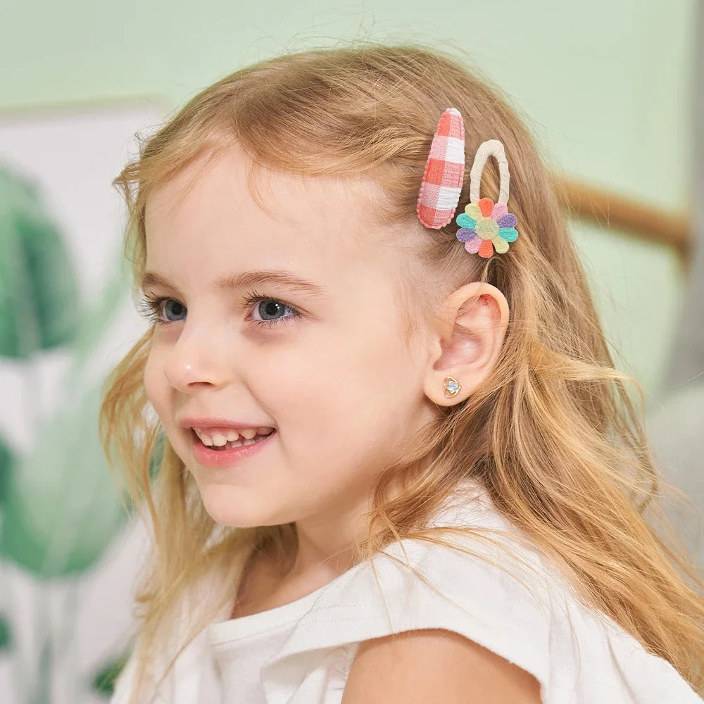 5Pcs/lot Girls Lovely Hair Clips Set Embroidered Bangs Barrette Ins Style Daisy Hairpin Kids Hairgripes Accessories