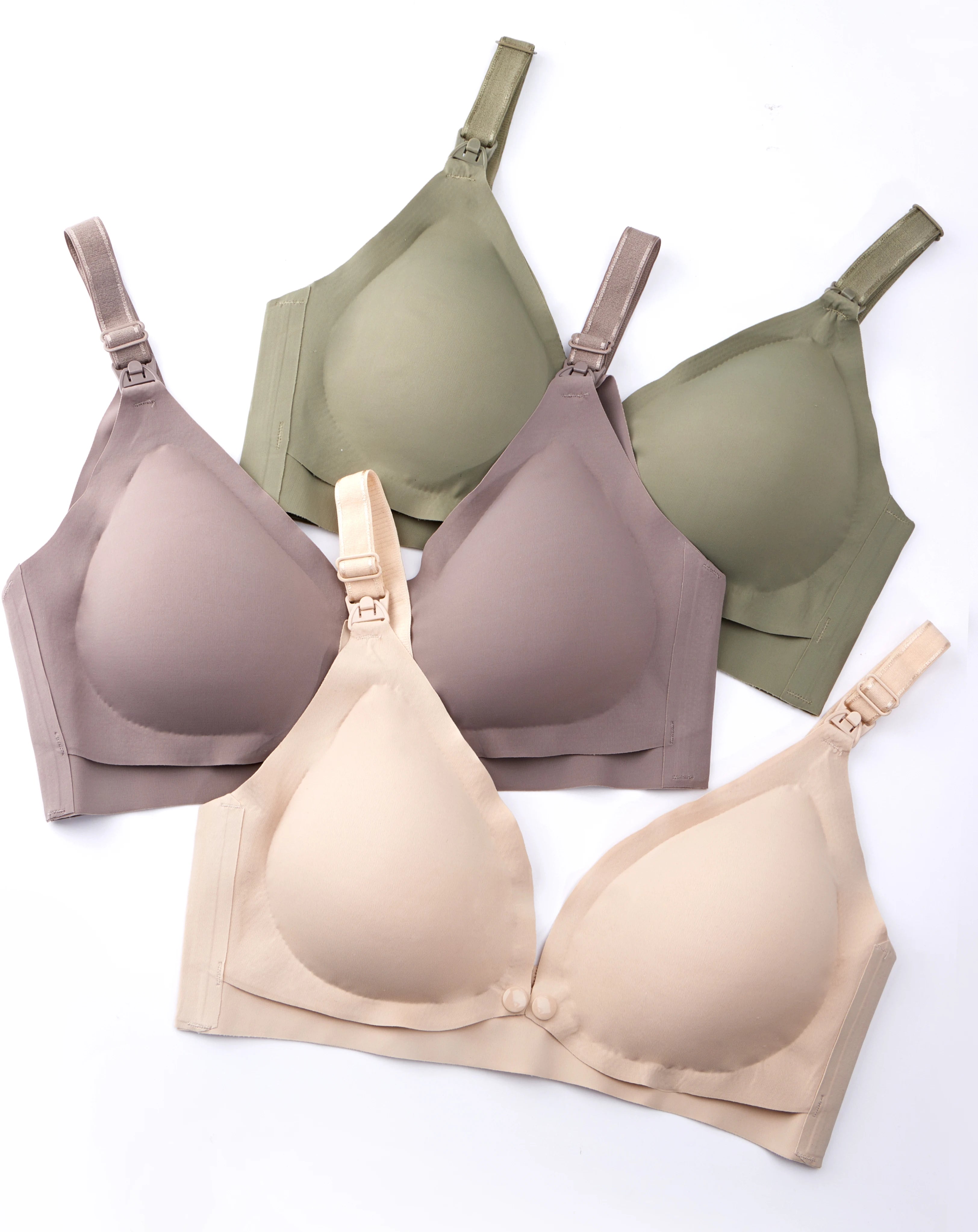 Pregnant Women Front Open Buckle Feeding Bra Solid Color Maternity Nursing Bra with Removable Pads