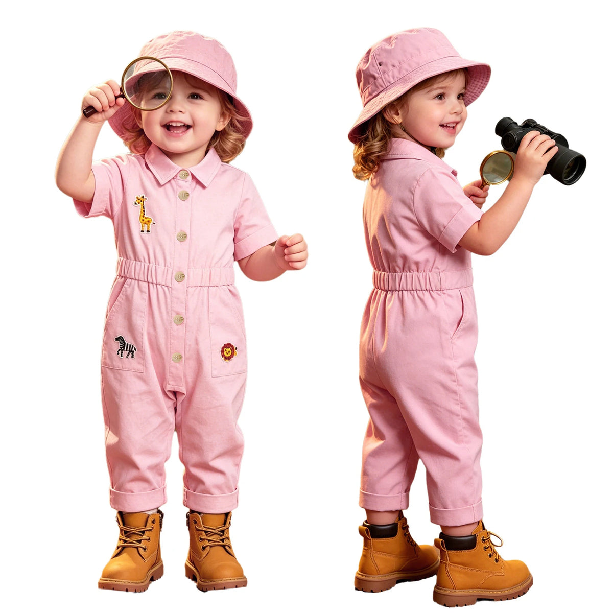 Toddler Baby Girls Zookeeper Suit Sleeveless Cute Animal Embroidery Tulle Dress Birthday Party Cake Smash Zoo Keeper Outfits