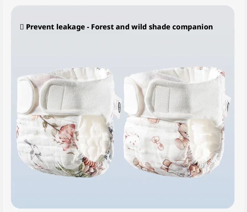OUYUN Reusable Baby Cloth Diaper Pants 2pcs Cotton Gauze Breathable Nappy Cover Newborn M L XL