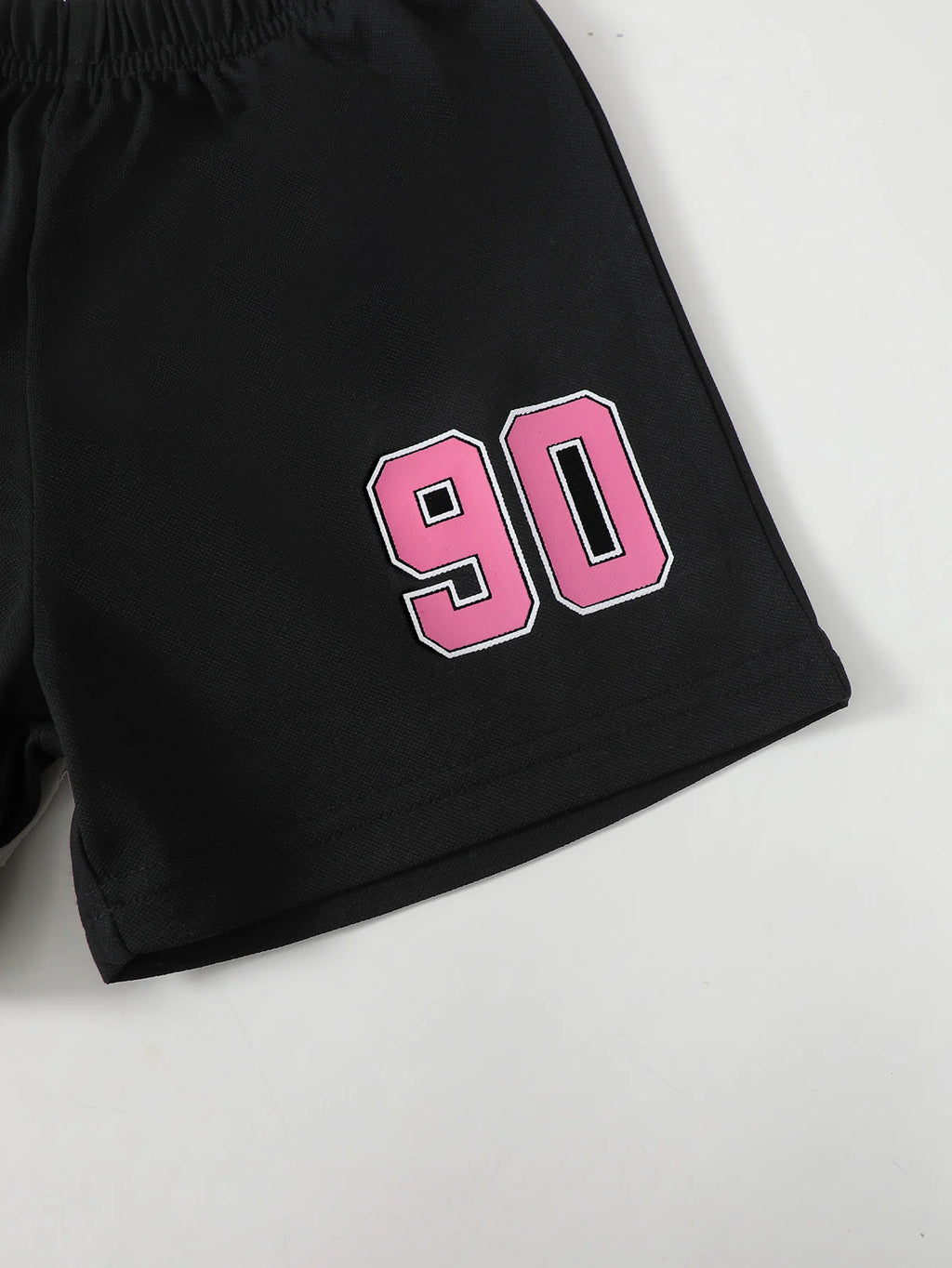 2Pcs Children's and girls' Letter Color blocked short Sleeved+Shorts summer Set, 4-7 Year old Girls' Summer Athleisure Set
