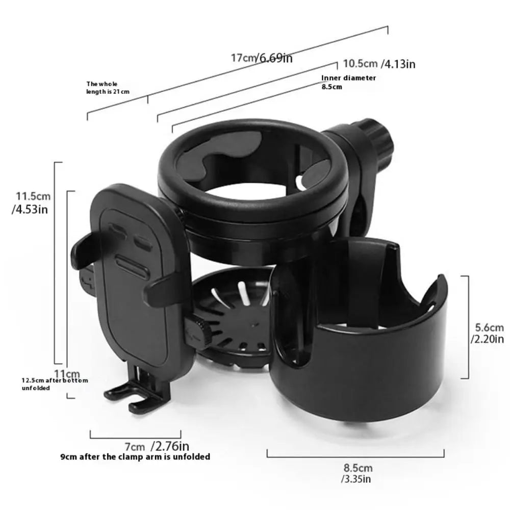 Anti-slip Baby Stroller Cup Holder Easy To Install Adjustable Kids Cup Stand Rotatable Phone Holder