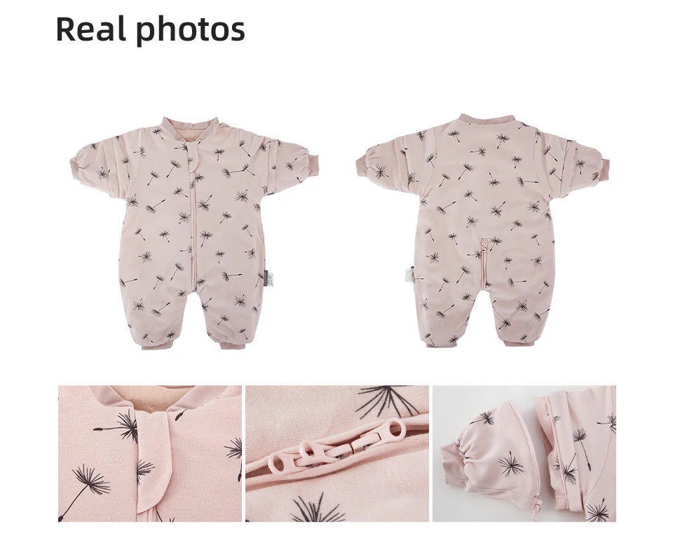 Baby Sleeping Bag 1-4Years Removable Sleeves Kids Winter Warm Sleepwear 3-Ways Zipper Design High Quality Baby Sleepsack