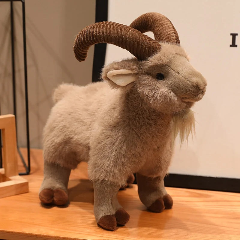 Hot Realistic Goat Plush Toy Bag Pendant Lifelike Simulation Mountain Stuffed Animal Doll Soft Fluffy Ram Plushie Birthday Gift