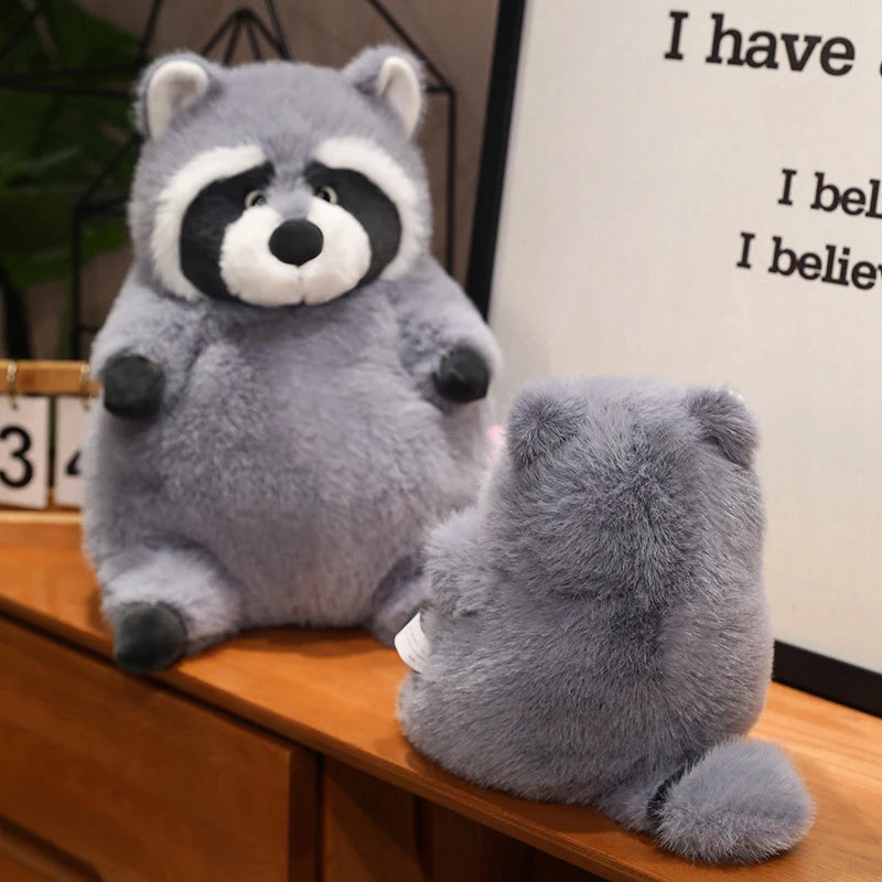 Artificial Fat Raccoon Plush Doll Grey Round Raccoon Animal Plush Toy Super Soft Christmas Gift For Boys And Girls