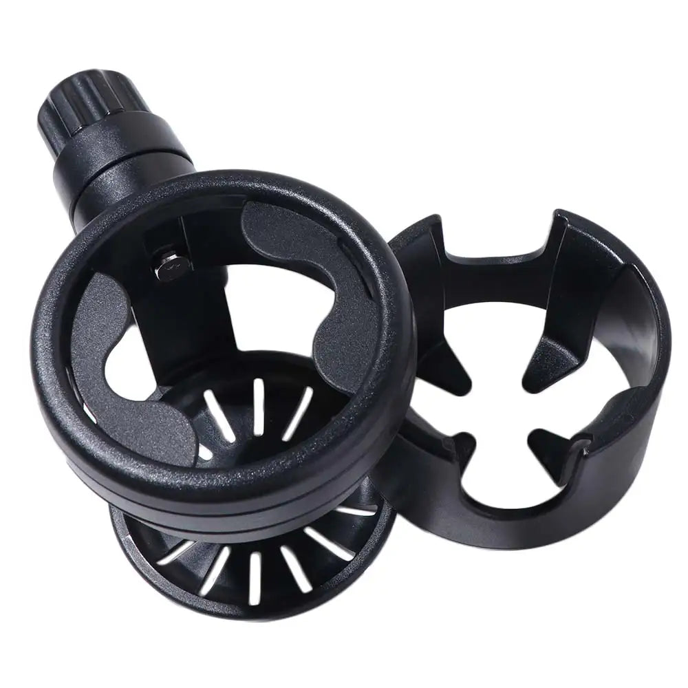 Portable Rotating 2 in 1 Stroller Cup Holder Non-slip Universal Mount Stroller Bottle Rack Black Trolley Drinks Holder Pushchair