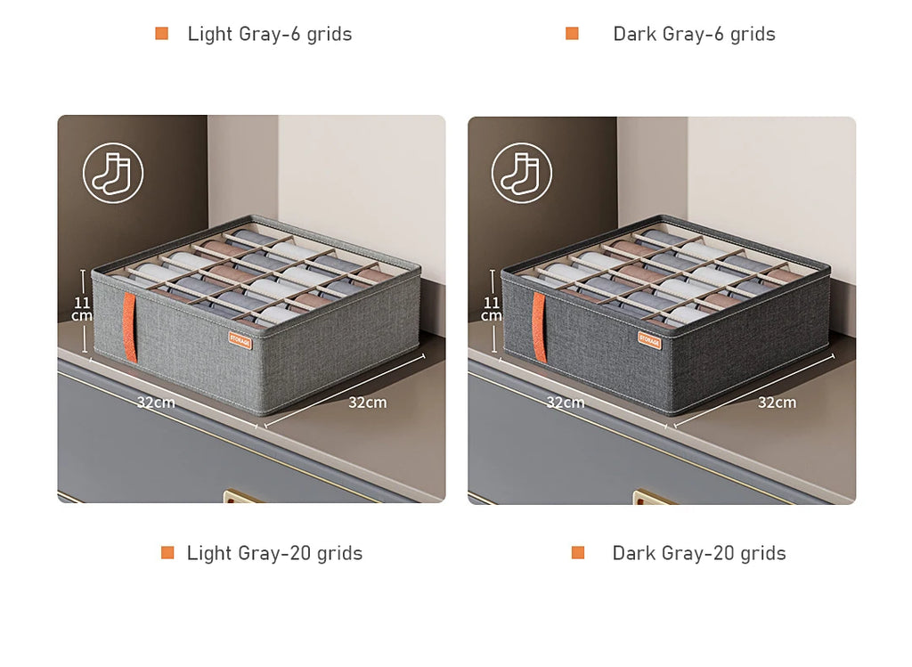Oxford Cloth Underwear Storage Box 20/7/6 Grids Socks Panties Drawer Organizer Multi-function Home Wardrobe Assortment Boxes