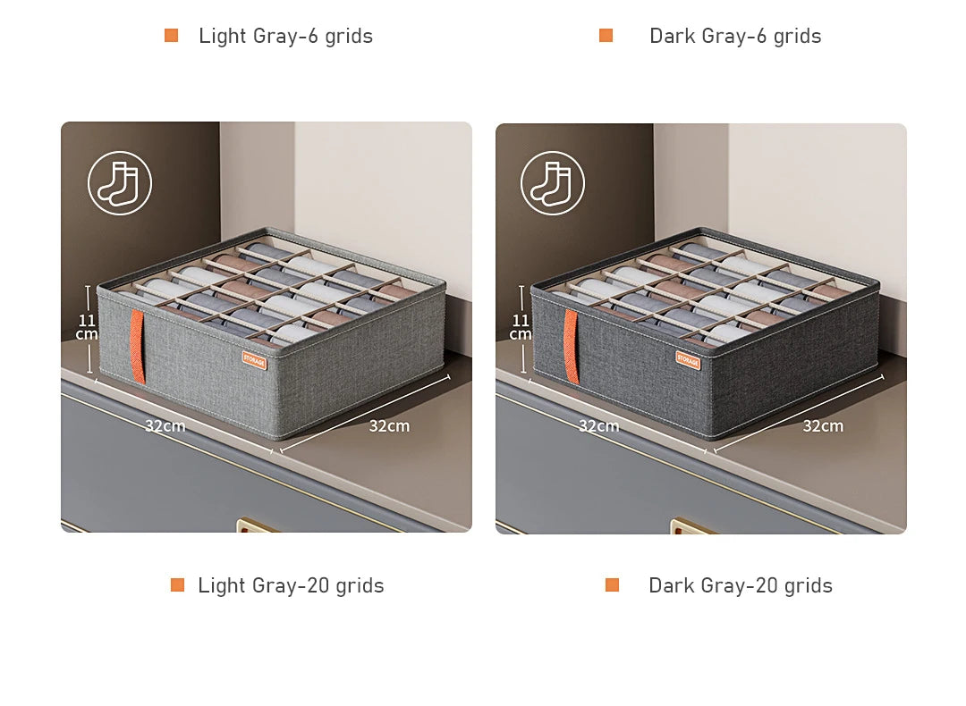 Oxford Cloth Underwear Storage Box 20/7/6 Grids Socks Panties Drawer Organizer Multi-function Home Wardrobe Assortment Boxes