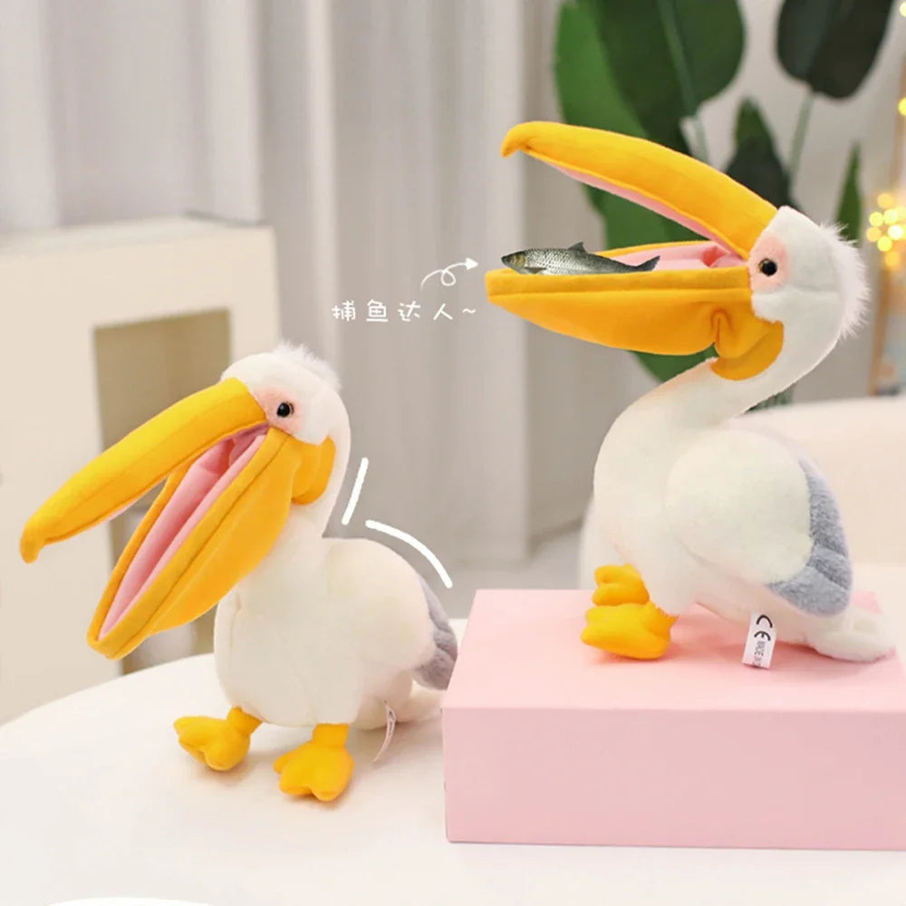 New Cartoon Pelican Plush Toys Realistic White Pelican Stuffed Bird Animal Soft Dolls Promotional Cheap Christmas Birthday Gifts