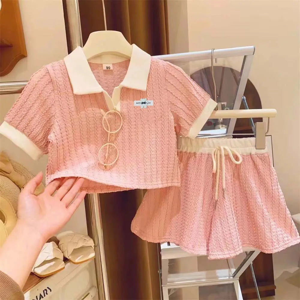 1Set Summer Baby Girls Clothes Kids Cute Sweet Casual Short Sleeve Top+Short Pant Outfit Sets Children Comforts Sportswear