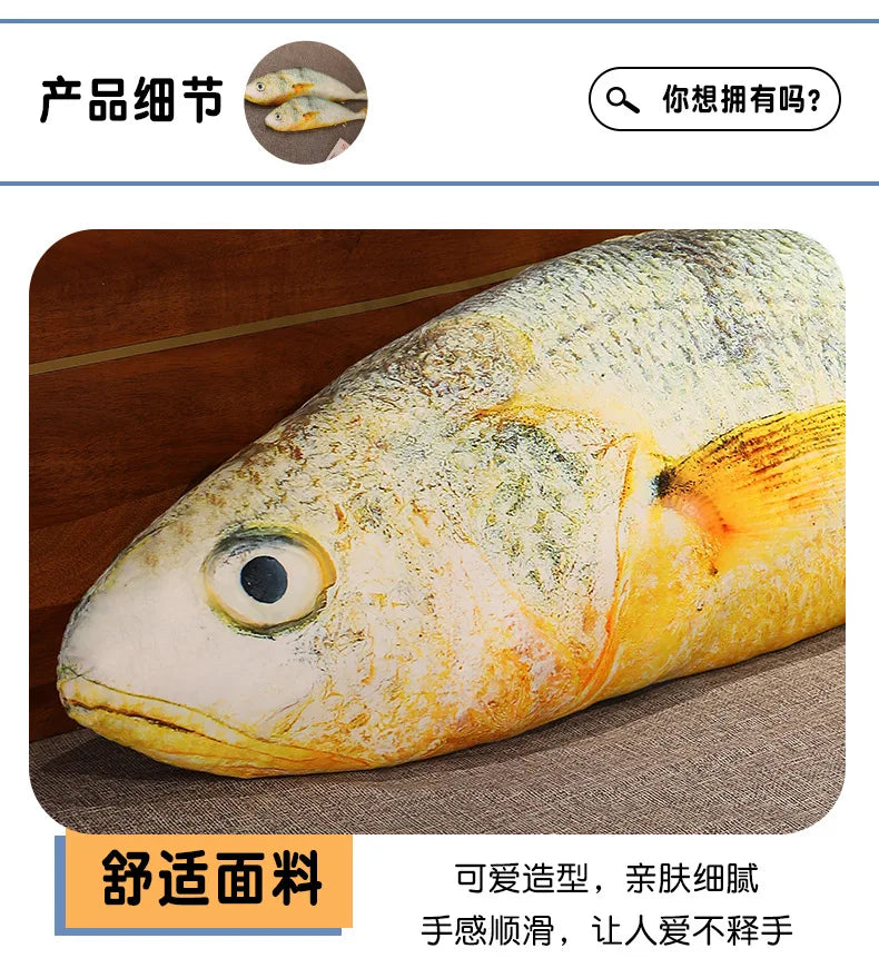 Artificial yellow croaker Plush Pillow Imitation Funny Fish Stuffed Pillow Emulational Home Sofa Plush Decoration Cushion