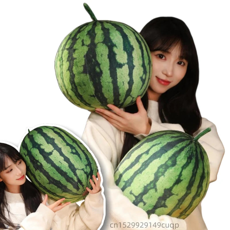 Kawaii Watermelon Plush Doll Pillow Lifelike Oval Shape Soft Toy for Home Decor Fun Hug Gift for Boys & Girls