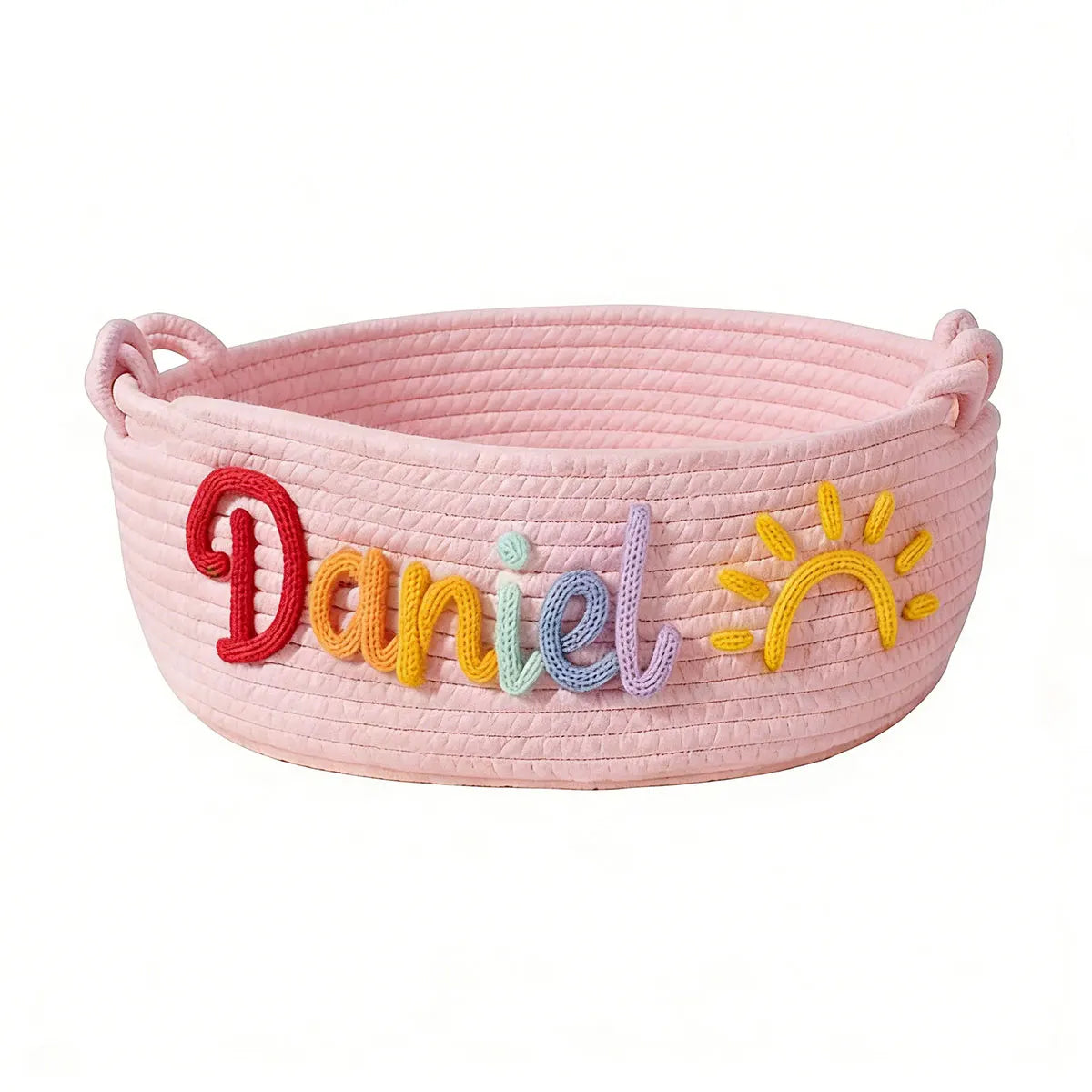 Personalized Woven Storage Basket with Letter – Custom Star Sun Moon Gift Basket