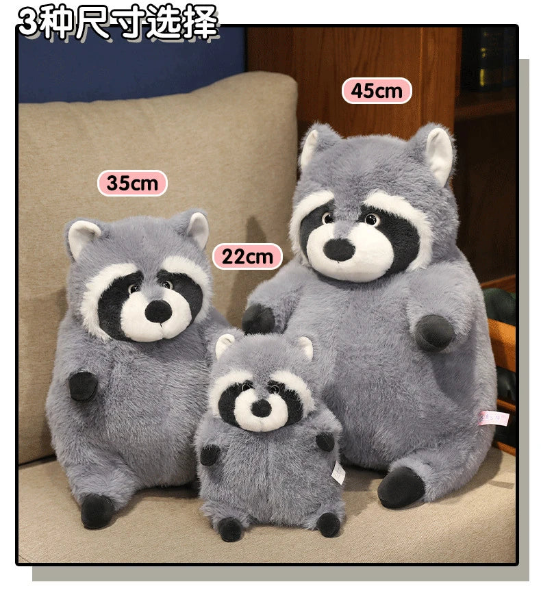 Artificial Fat Raccoon Plush Doll Grey Round Raccoon Animal Plush Toy Super Soft Christmas Gift For Boys And Girls