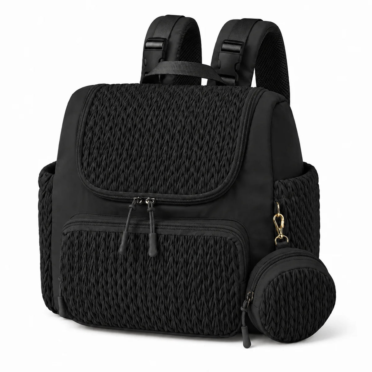 Fashion Mommy Diaper Backpack Travel Nursing Bag Herringbone Quilted Design Large Capacity Baby Bag with Multi Pockets