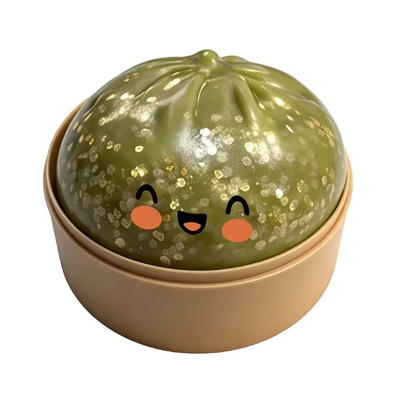 Cute Bao Bun Dumpling Squishy Slime Stress Relief Toys Non-Stick Clear Glitter Slime Stress Ball Fidget Toy for Kids Party Favor