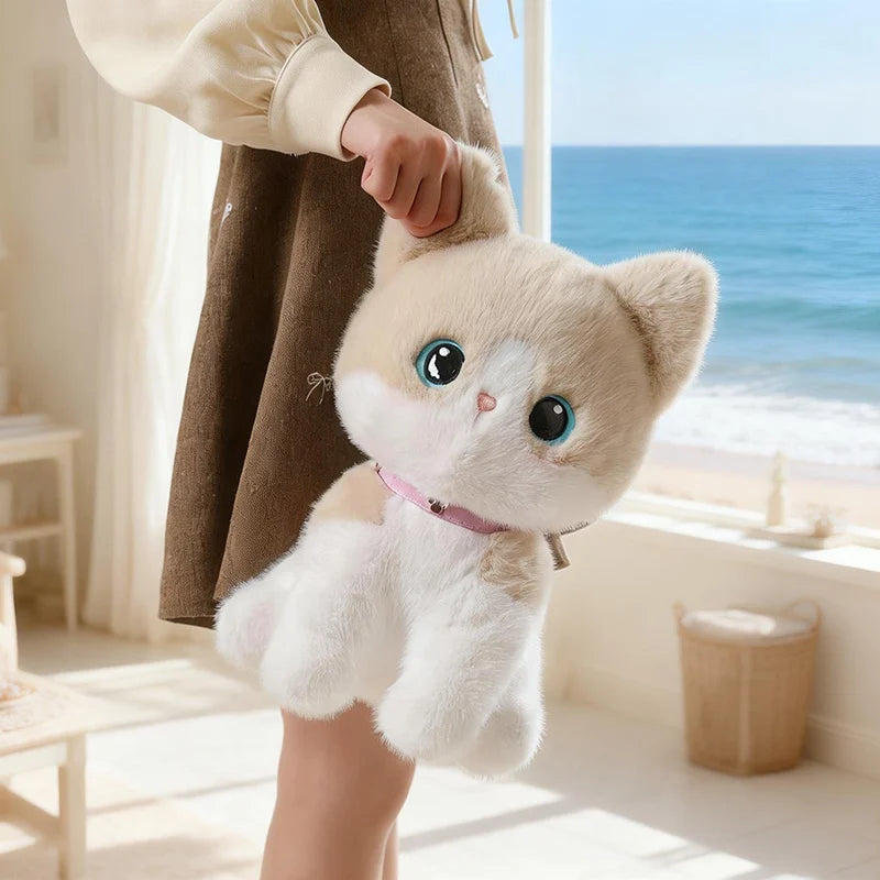 Nice Sitting Pose Kitten Plush Toys Soft Fluffy Cartoon Pet Cat Doll Lovely Office Desktop Decor Funny Gift To Family Accompany