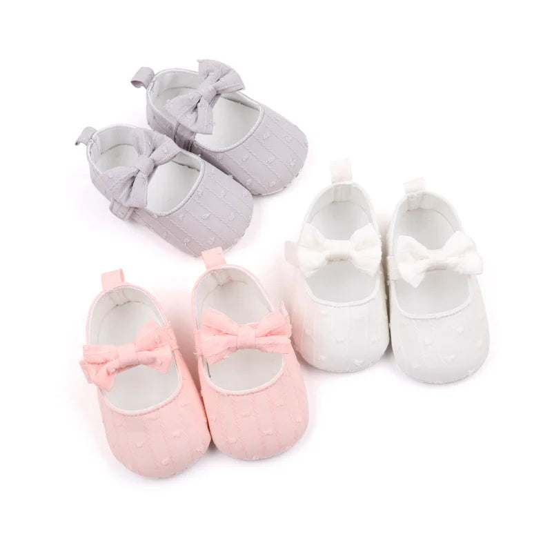 Spring Autumn New Product 0-1 Years Old Girls' Shoes with Soft Soles Embroidered Bowknot Fashionable and Cute Baby Learning WalK
