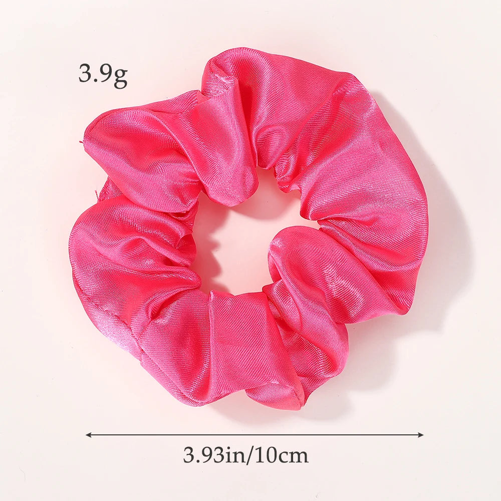 40Pcs Random Color Elastic Scrunchies Womens Low Ponytail Hold Headband Solid Color Ribbon Hair Band
