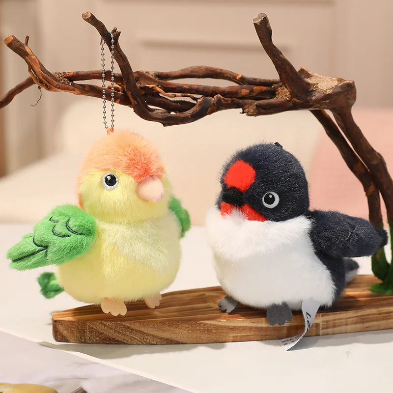 Hot 1pc 14cm Kawaii Birds Plush Pendant Toys Keychain Simulation Parrot Bird Nest Plush Keyring Anime Cute Gifts For Girls Kids