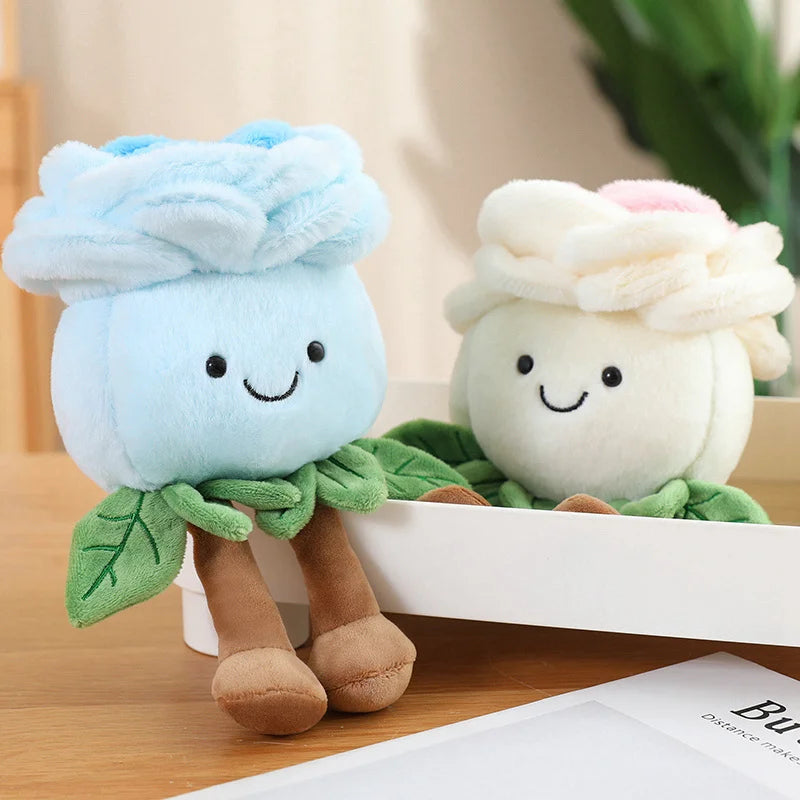 Hot 22cm Cartoon With Legs Rose Flower Plush Doll Pink Blue White Rose Plant Potted Plush Toy Home Decoration Gift For Children