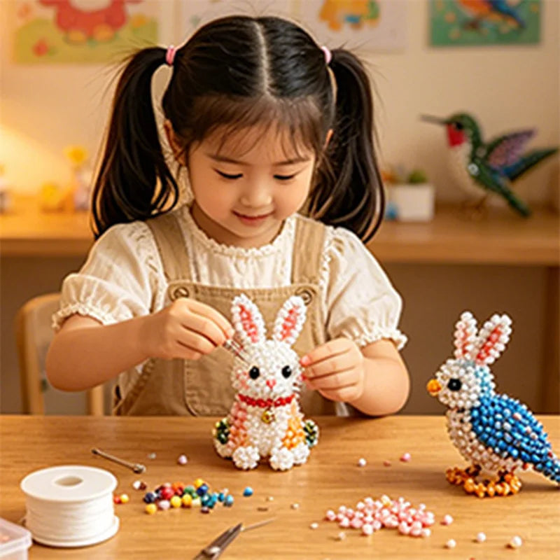 Cute Farm Animal Bead Craft Kit Diy 3d Beaded Ornament Set Perfect For Home Decor Keychains & Gift Giving Easy Craft For Kids