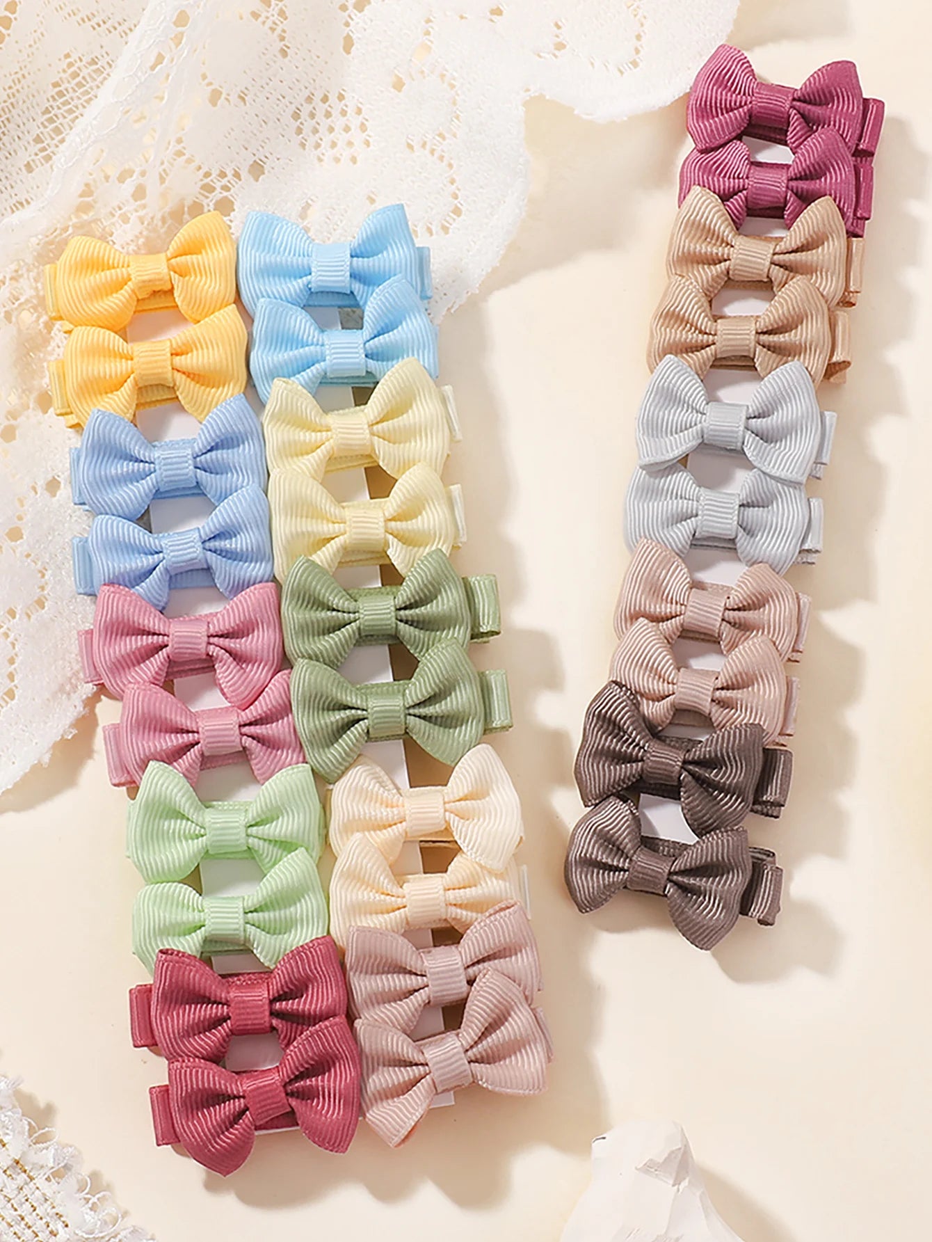 Baby Bows Fabric Hair Clips For Girls BowBots 1.5 Inch Rainbow Mini Hair Accessories 20 24 30 Pcs